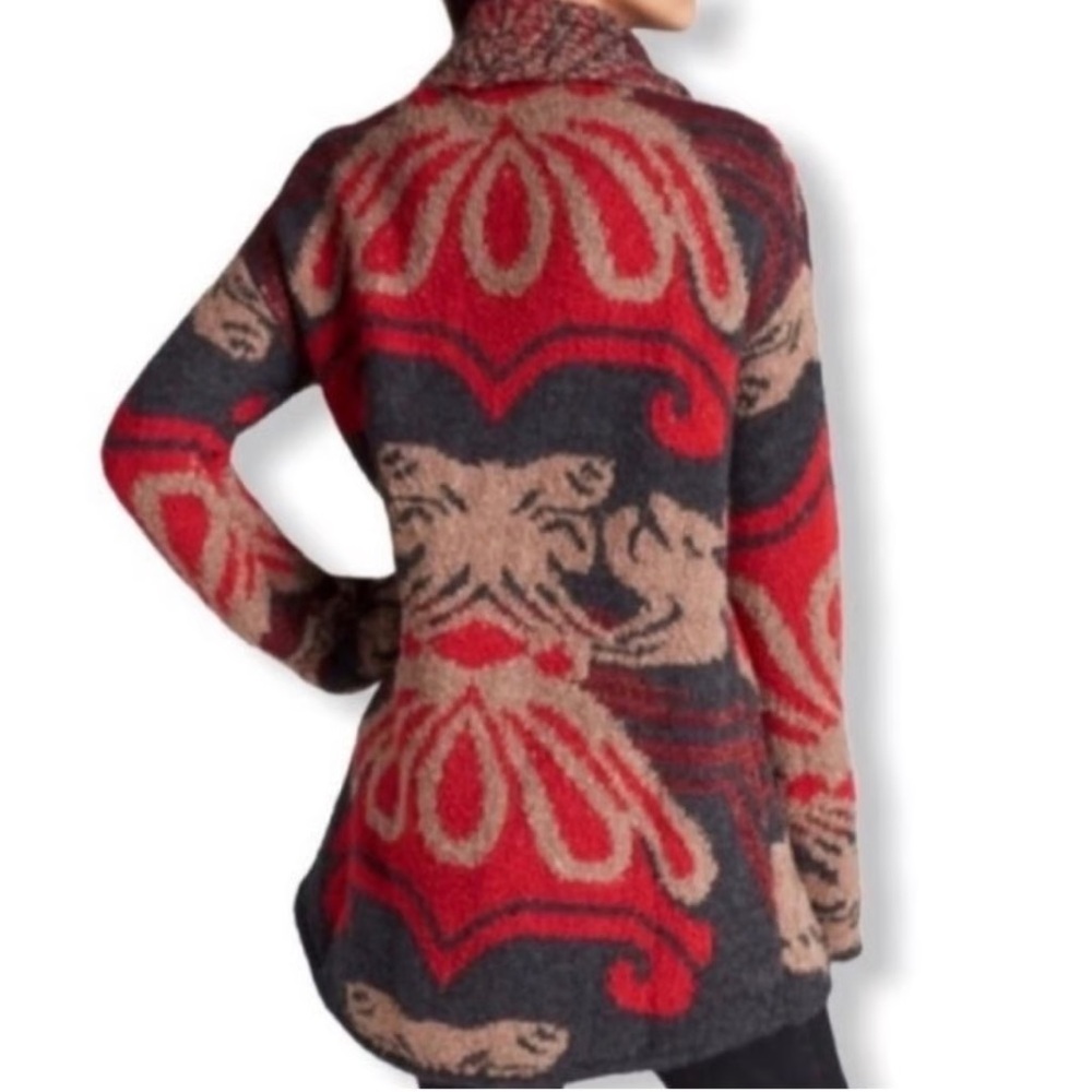 Free People Vibrant Red and Tan Cardigan - Picture 2 of 2